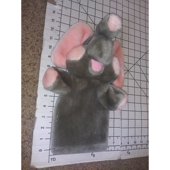 VTG Dakin Elephant Hand Puppet Stuffed Plush Gray Elephant Pink Ears Cheeks 1985 - Picture 10 of 10